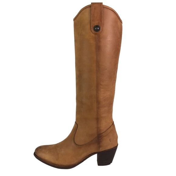 Frye Jackie Button Tall Riding Boots Knee High Cognac Brown Leather Heeled Sz 10 - Picture 5 of 12
